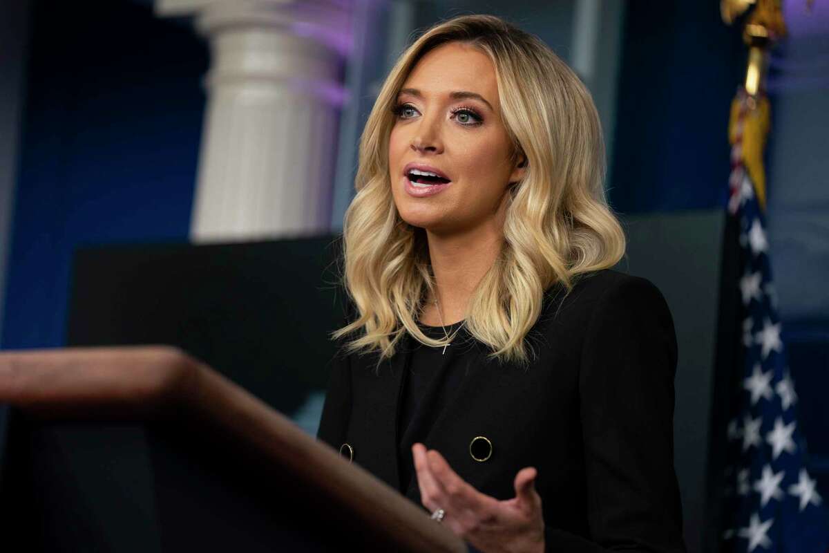 White House press secretary Kayleigh McEnany speaks during a press briefing at the White House, on May 1, 2020, in Washington. McEnany, now a Fox News contributor, was seen at L’Escale recently.