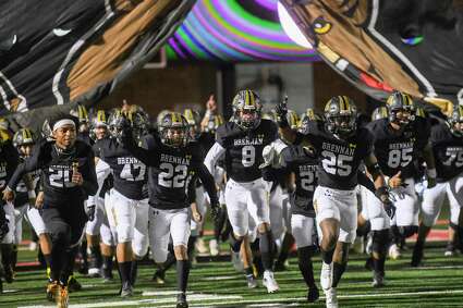 The Brennan Bears take the field for their Round 3 of high school playoffs action matchup against Austin Bowie in New Braunfels on Friday, Nov. 26, 2021. Brennan won, 59-36.