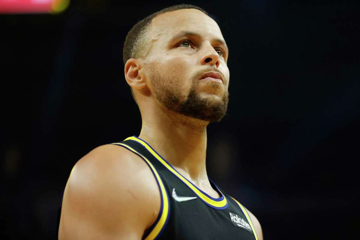 Golden State Warriors guard Stephen Curry is seen during the second quarter of his NBA basketball game against Portland Trail Blazers in San Francisco, Calif. Friday, Nov. 26, 2021.