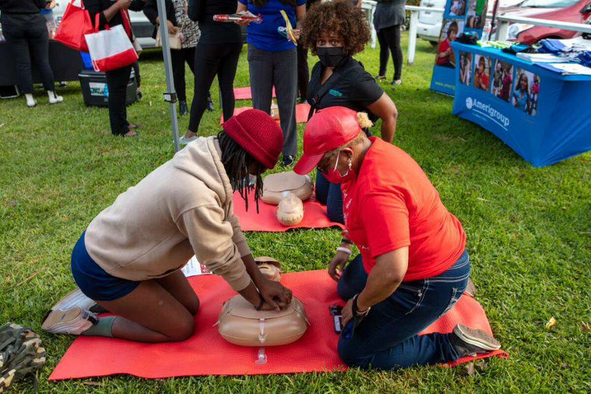 Giving Tuesday contributions to the American Heart Association will be matched to double the impact of the nonprofit’s work in the Houston area. Here, a CPR class teaches lifesaving skills.