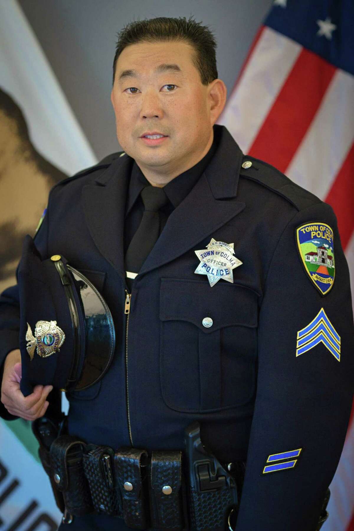 Retired Colma Police Sergeant Kevin Nishita was fatally shot in November while trying to protect a KRON-TV reporter during a robbery in Oakland. Oakland police said Monday they had recovered a vehicle matching the description of the one used in the shooting.
