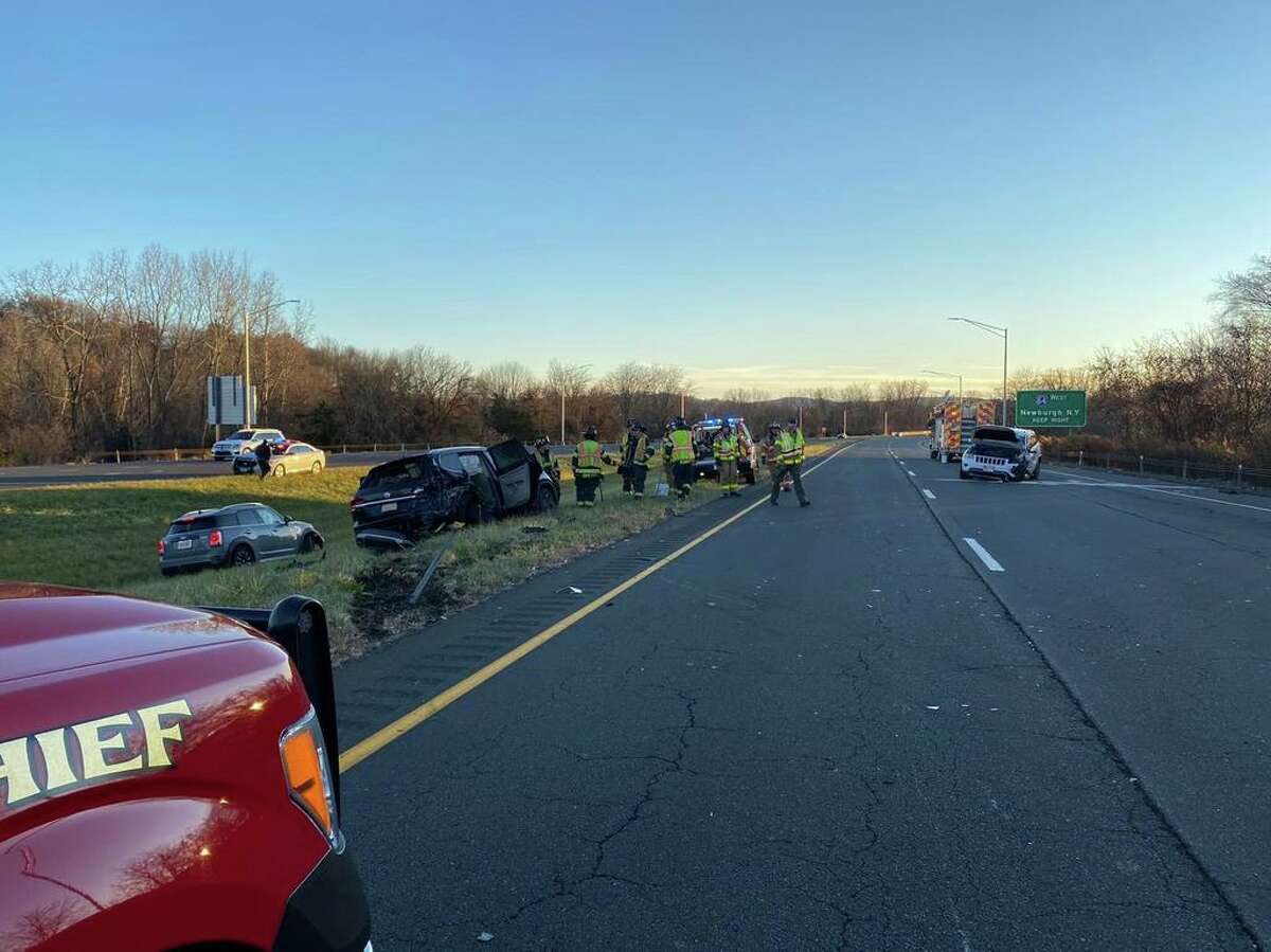 A crash on Route 7 in Brookfield Saturday afternoon resulted in at least one injury and a temporary closure of the highway.