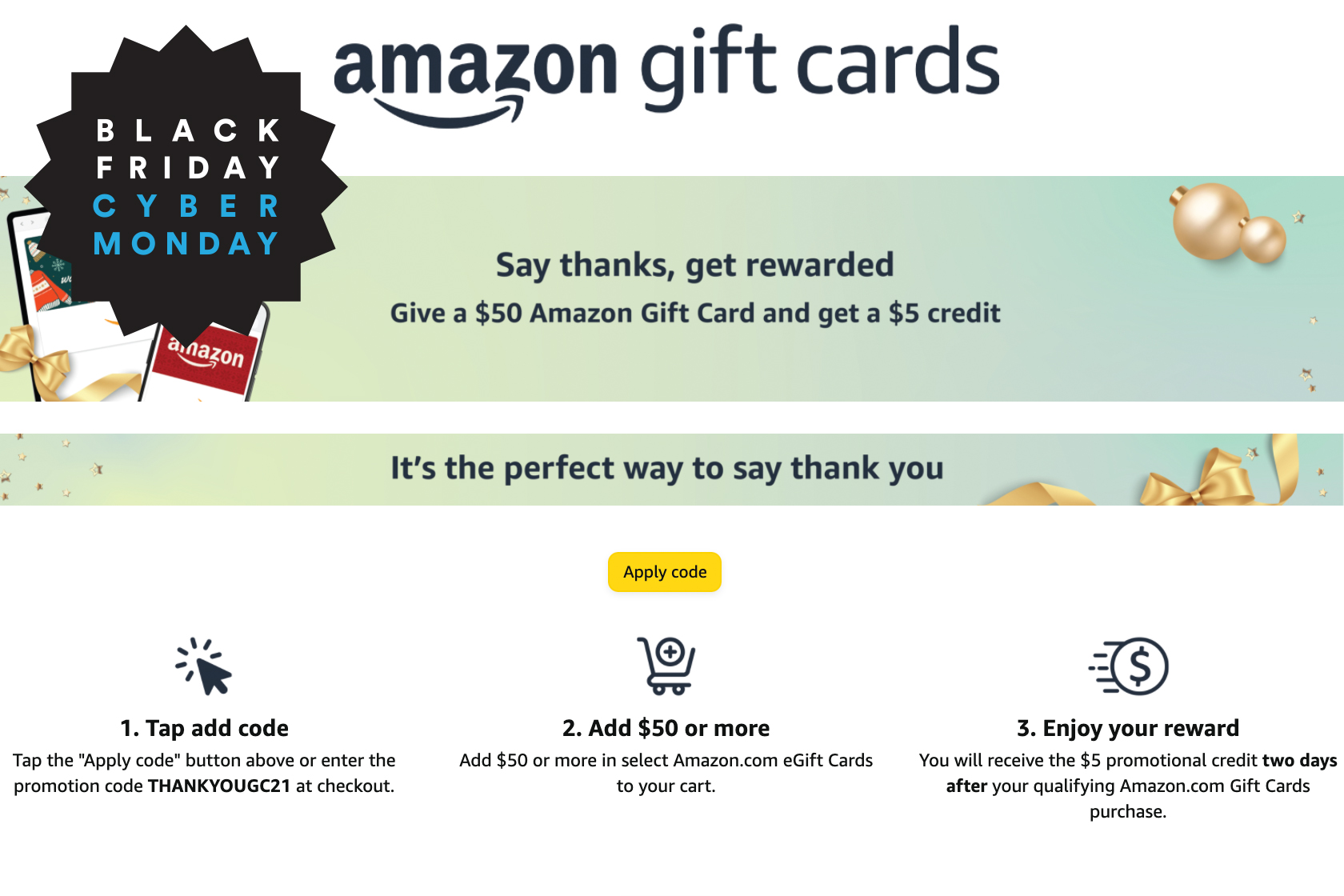 Amazon Cyber Monday gift card deal: Give $50 and get $5 back - Vimarsana News