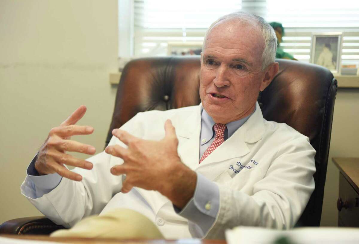 Northeast Medical Group Surgical specialist Dr. Philip McWhorter talks inside his private practice at Greenwich Hospital Greenwich, Conn. Monday, June 13, 2016. He is retiring this week after a 44-year career at Greenwich Hospital.