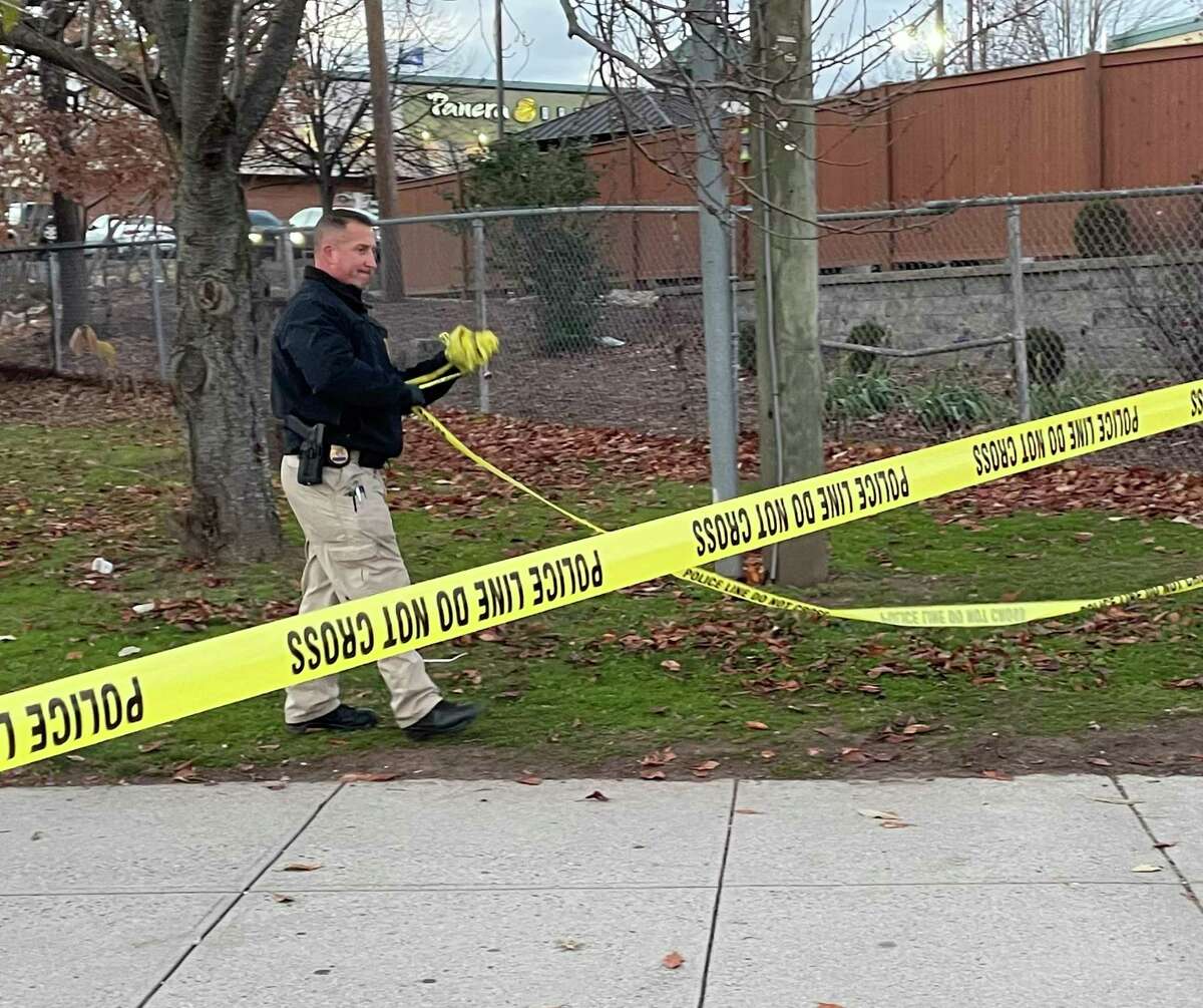 Hamden police marked off several areas around Hamden High School on Monday, Nov. 29, after a stabbing that left at least one person injured.
