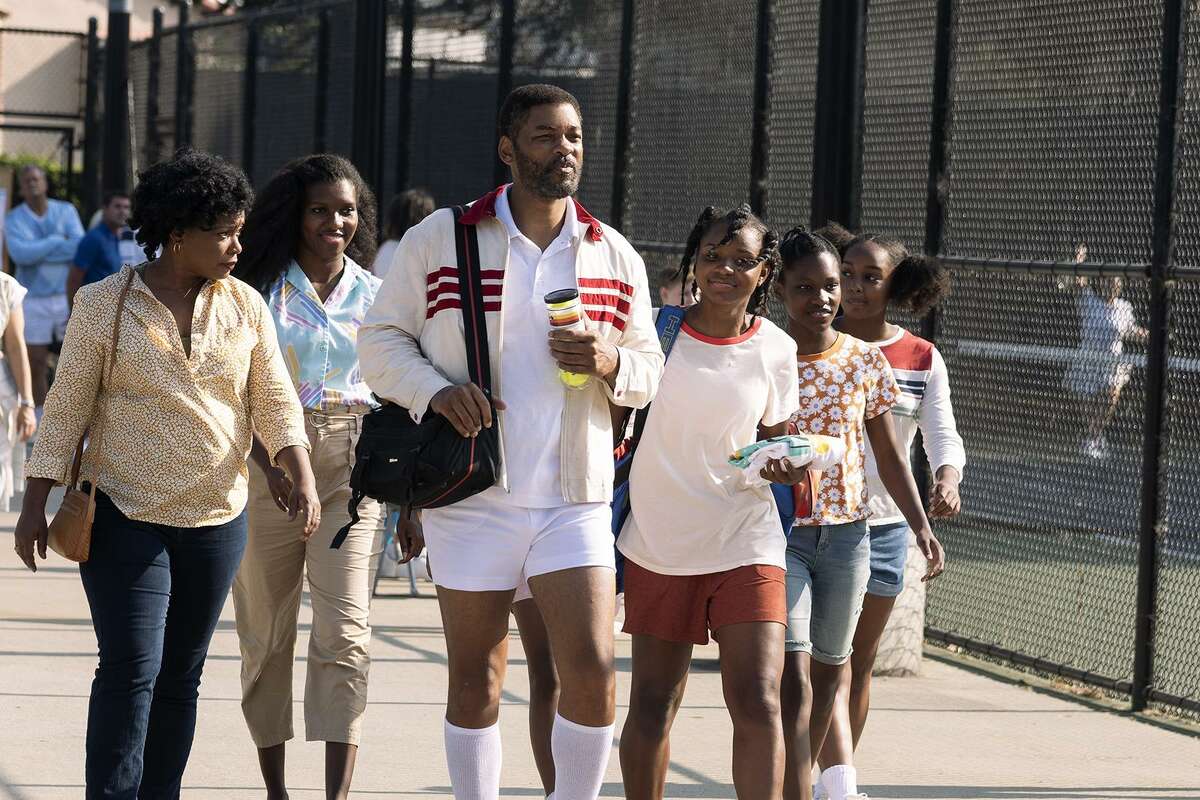 Will Smith (center) as Richard Williams in "King Richard." (HBO Max/TNS)