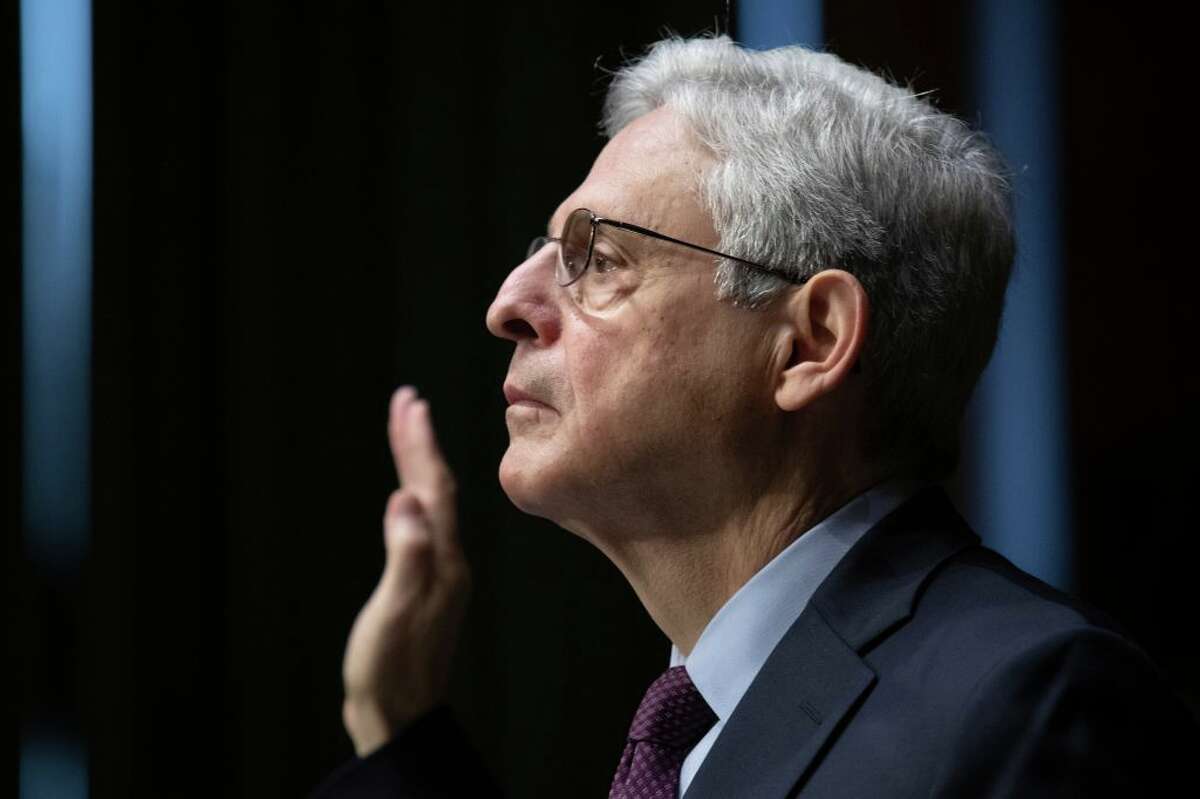 U.S. Attorney General Merrick Garland is sworn in before a Senate Judiciary Committee hearing on Oct. 27, 2021 in Washington, DC. (Photo by Tom Brenner-Pool/Getty Images)