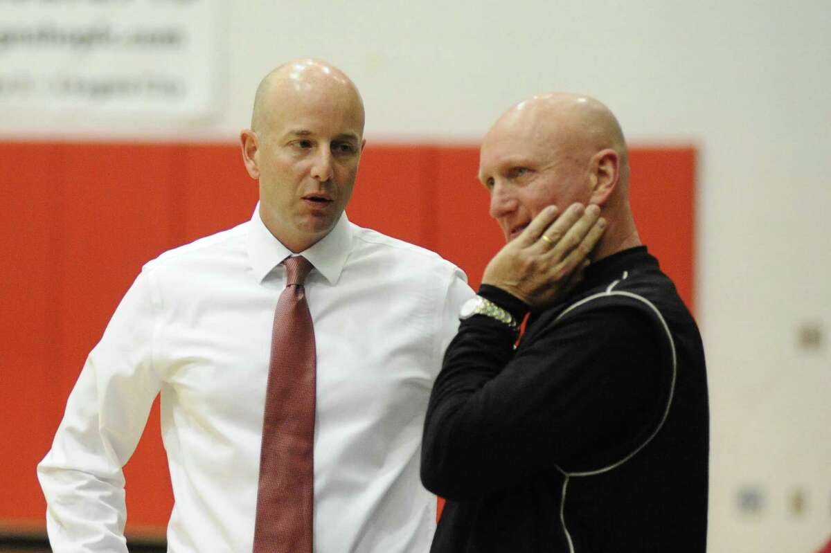 Clear Lake head basketball coach Tommy Penders (left) hopes to mold the 2022-23 Falcons into a playoff team this winter.