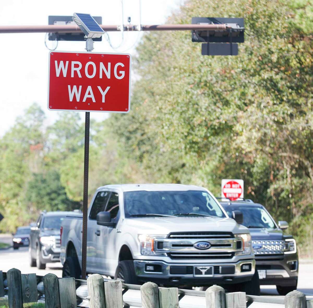 The Montgomery County Precinct 3 Commissioners Office has worked with the Montgomery County Traffic Operations Department to implement improved safety measures at the intersection at Grogan’s Mill Drive and Research Forest Drive in The Woodlands. The intersection is one of the traffic highest accident thoroughfares in the county.
