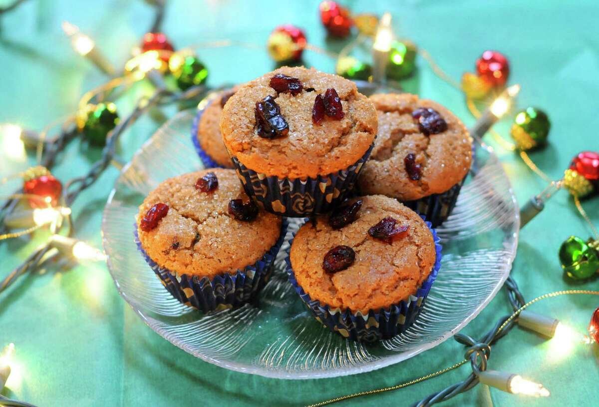 Soy Milk Gingerbread Cranberry Muffins
