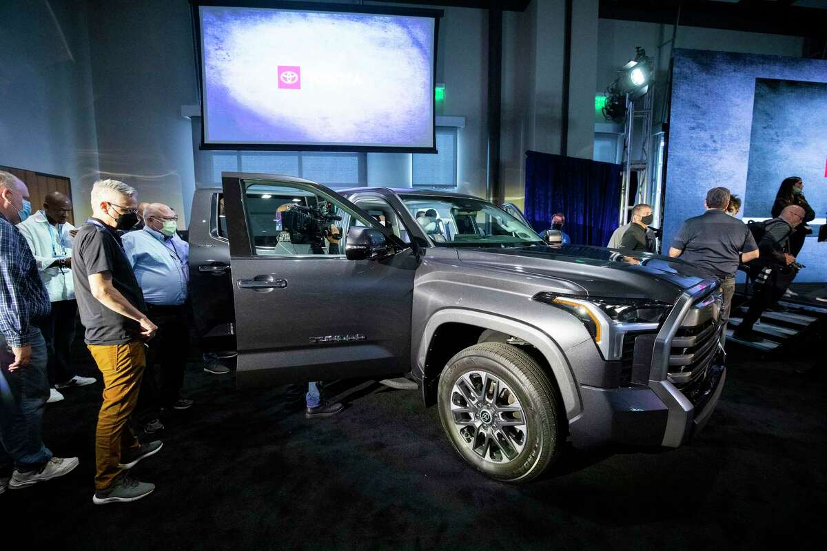 PONTIAC, MI - SEPTEMBER 21: The new 2022 Toyota Tundra pickup truck, the first Toyota truck to offer a hybrid powertrain, is introduced to the news media at the 2021 Motor Bella auto show on September 21, 2021 in Pontiac, Michigan. The outdoor show runs from September 21 to September 26 and features over 350 cars, trucks, and utility vehicles on display, ride-along opportunities with professional drivers on a hot laps track, test drives, off-road track activations, and unique technology displays. (Photo by Bill Pugliano/Getty Images)
