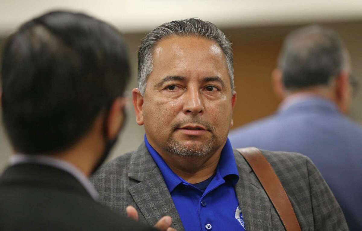 South San Antonio ISD board president Ernesto Arrellano at a meeting in September. Board trustees are once again at the center of this investigation.