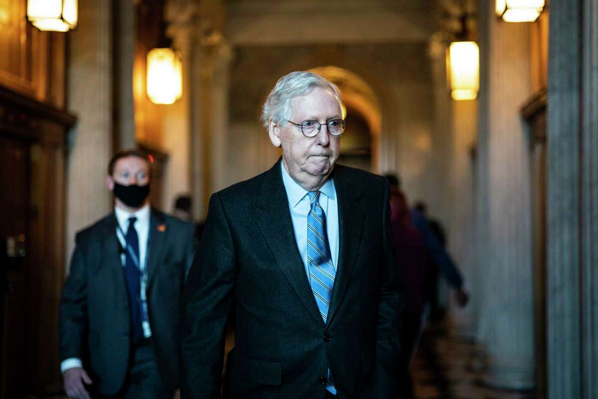 Senate Minority Leader Mitch McConnell, R-Ky., is shown on Capitol Hill on Nov. 30, 2021 in Washington.