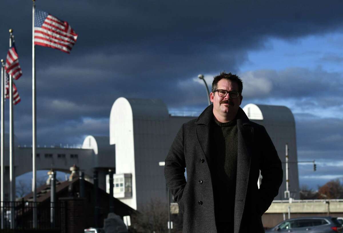 Glenn Fiedler, founder and CEO of Network Next, is pictured in downtown Troy where he relocated operations from Los Angeles in 2019 on Wednesday, Dec. 1, 2021, in Troy, N.Y. His team is working out of the Innovation Garage coworking space.