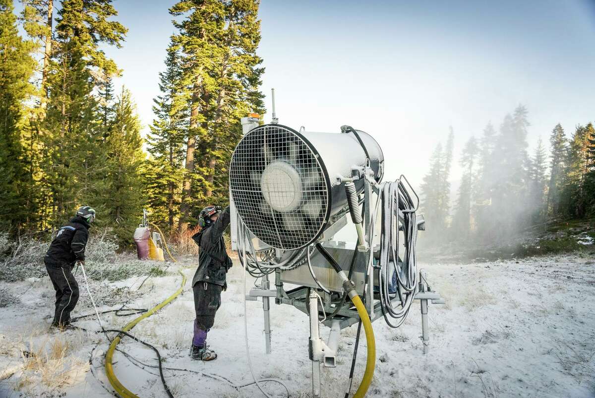 Northstar Mountain Resort set up snowmaking machines in November, but warm temperatures aren’t ideal for the snow guns.