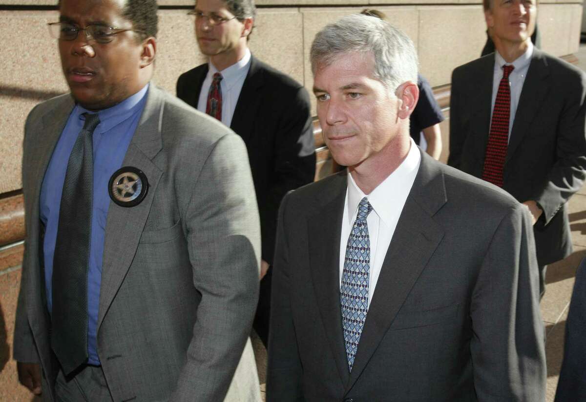 3/09/2006--Former Enron CFO Andy Fastow left with an escort of US Marshals and court officers after testifying this week as a prosection witness against codefendents and fellow former Enron executives Ken Lay and Jeff Skilling at the conclusion of the 23nd day, Thursday, the sixth week of their fraud and conspiracy trial at the Bob Casey United States Court House in Houston. Photo by Steve Ueckert / Houston Chronicle
