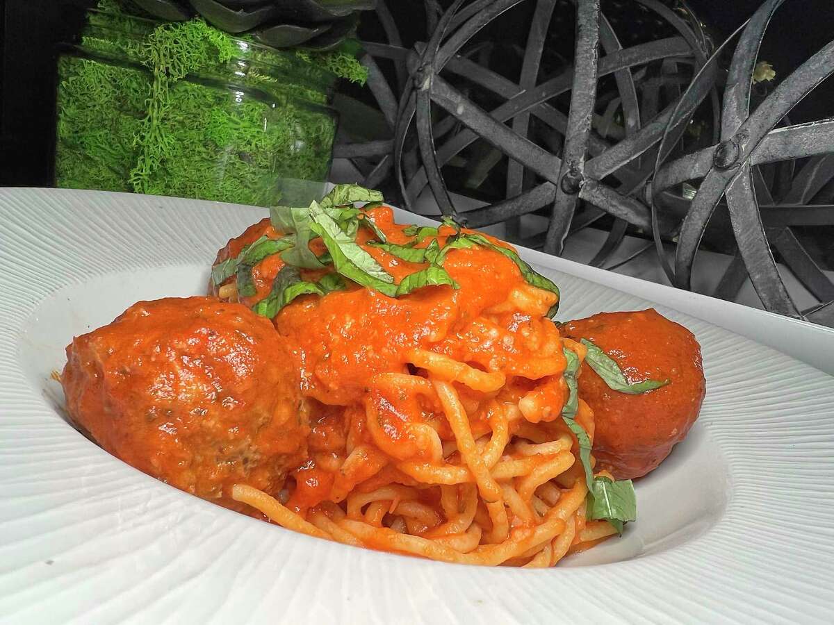 Handmade spaghetti pasta anchors a traditional bowl of spaghetti and meatballs at Aldo’s Ristorante Italiano.