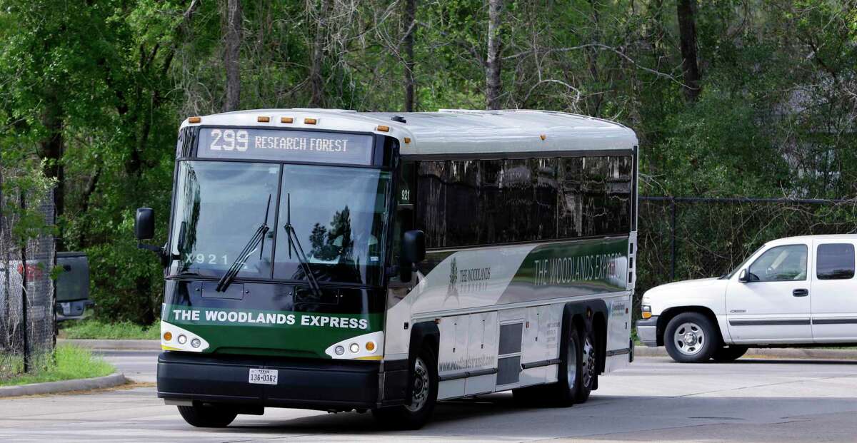 A Woodlands Express bus pulls into a park and ride lot in 2018. After a year long delay due to the COVID-19 pandemic, The Woodlands Township Board of Director will launch its new pilot bus program in January that will take riders from The Woodlands to stops along the Energy Corridor.