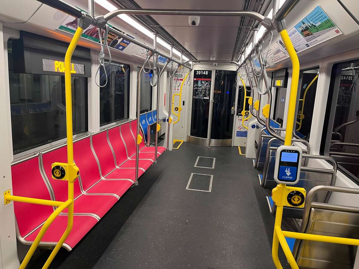 The new seating arrangement for Muni trains debuted Wednesday, Dec. 1, 2021.