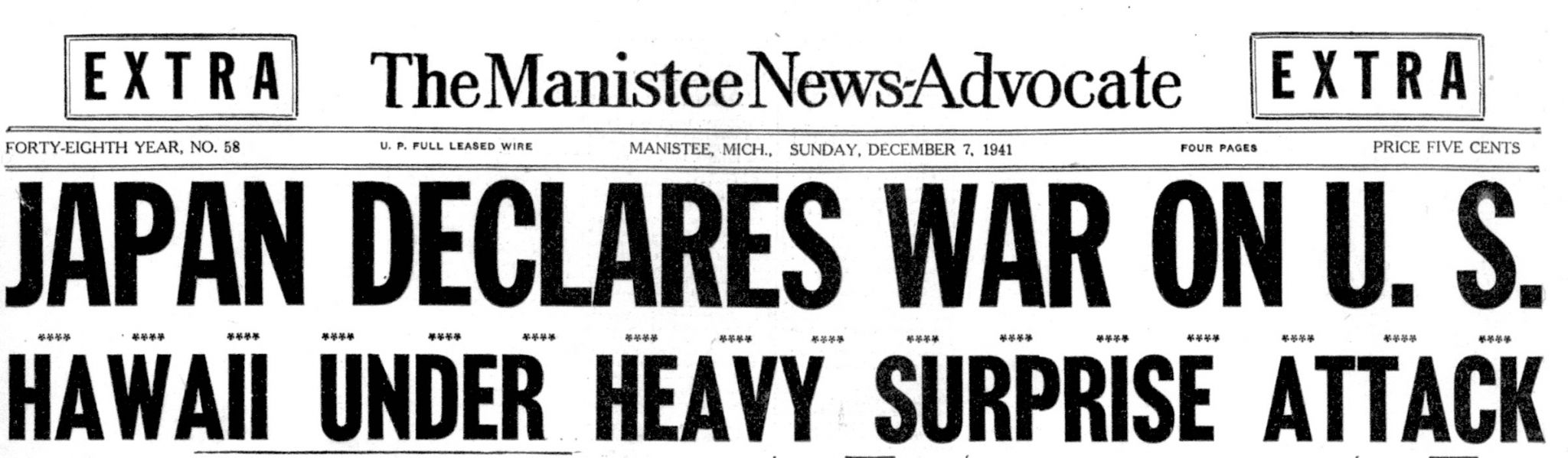 What was the response from Manistee after the Pearl Harbor attack in 1941 - Vimarsana News