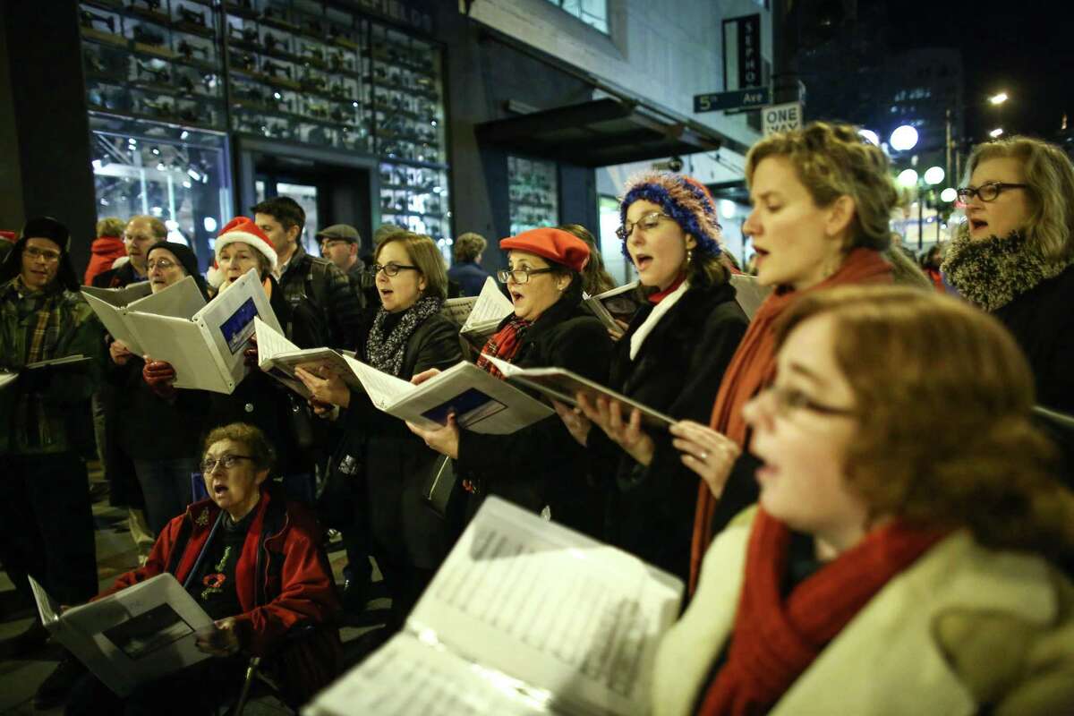 These carolers in Seattle look nice enough as they perform during the Great Figgy Pudding Caroling competition back in 2014. But apparently they aren’t leaving until they get served. How rude. And what is figgy pudding?