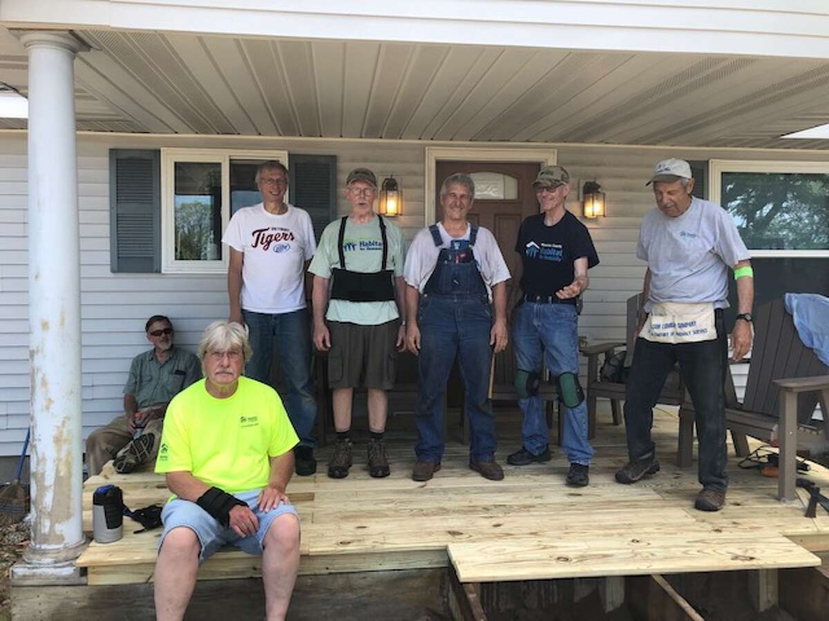 Habitat for Humanity members (from left)  Bruce Fredrickson, Paul Glaser, Steve Rogers, Ken Warren, Mick Szymanski and Barry Elder, constructed a wheelchair accessible ramp for another local nonprofit, Choices of Manistee County. 