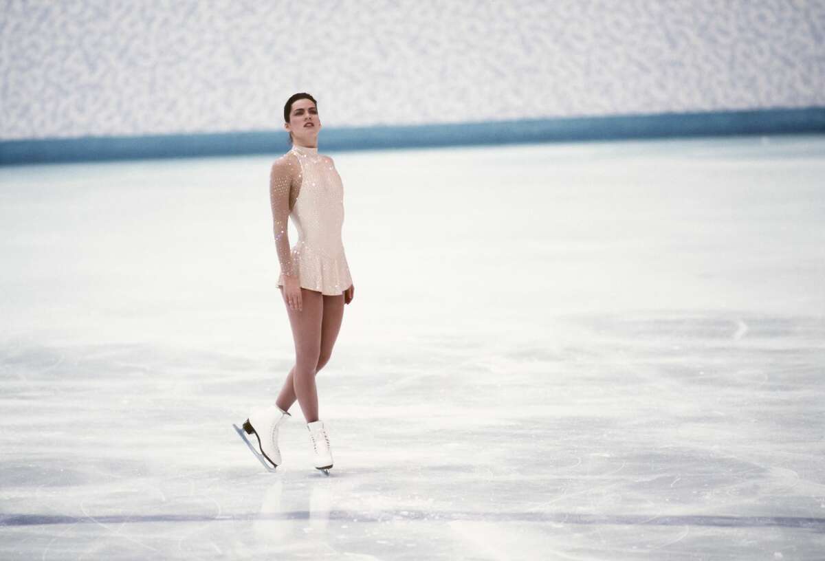 LILLEHAMMER, NORWAY - FEBRUARY 25: Nancy Kerrigan of the USA competes in the Free Skate portion of the Women's Figure Skating singles competition of the 1994 Winter Olympic Games on February 25, 1994 at the Hamar Olympic Amphitheatre in Lillehammer, Norway. Photo by David Madison/Getty Images)