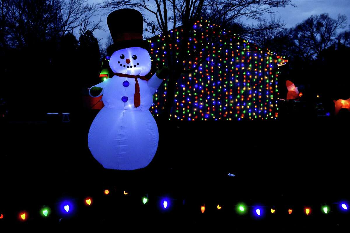 Christmas lights decorate a home on Sterling Road, in Trumbull, Conn. Dec. 2, 2021.