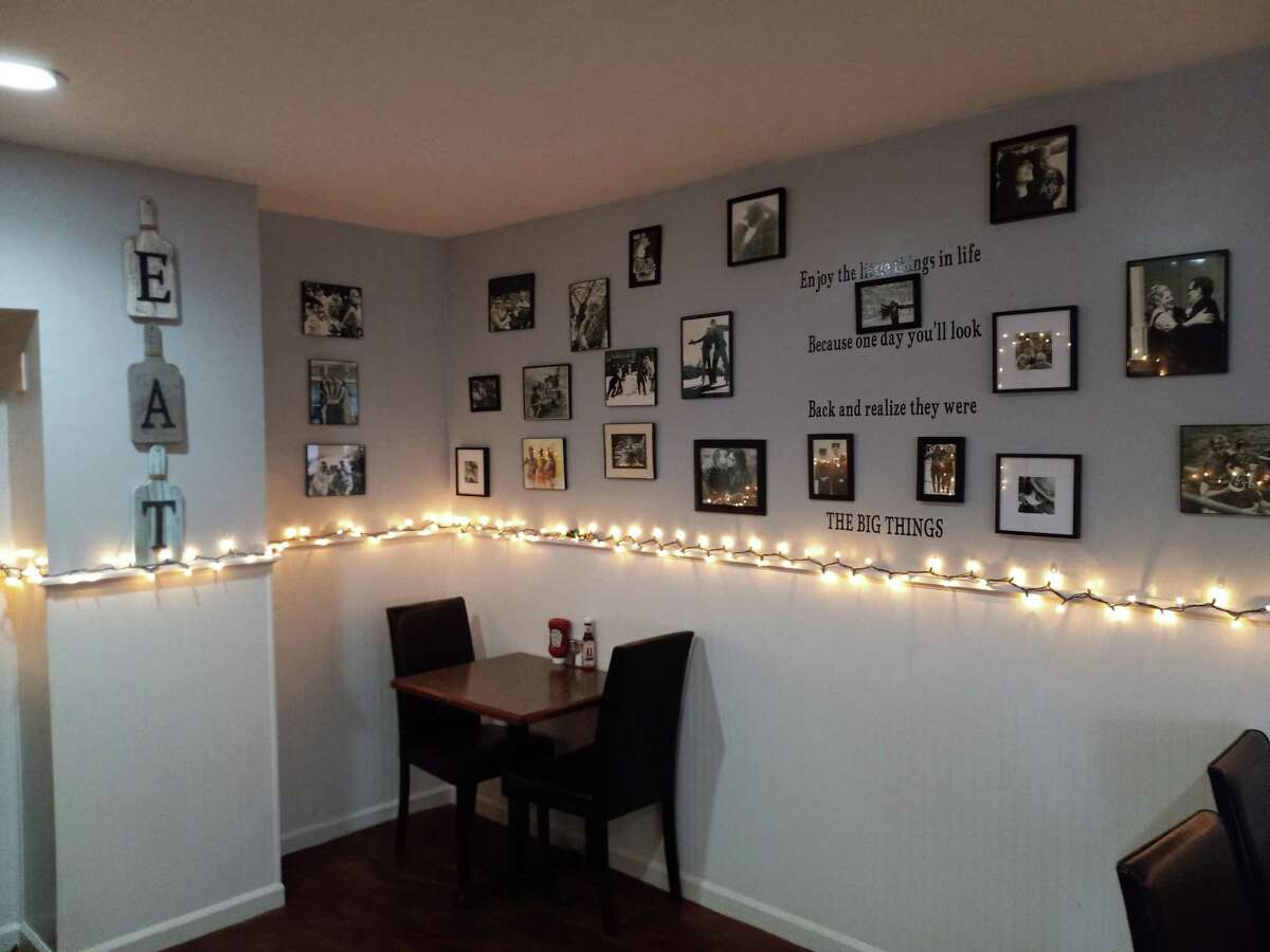 The party room at CobblestoneRestaurant on Red Mountain Avenue and North Elm Street in Torrington is decorated with family photos.