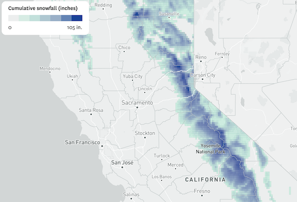 Here’s where it’s been snowing most in California