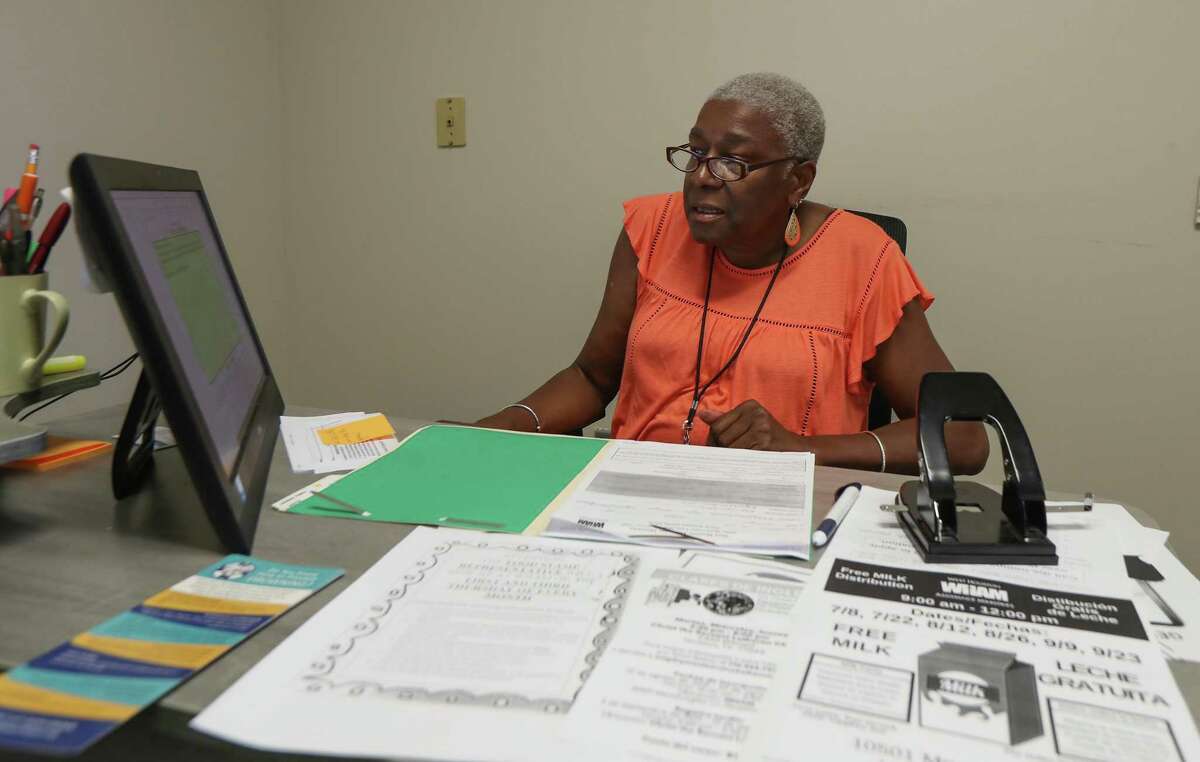 Care Ministry Interviewer Ronda Graham works with clients at the West Houston Assistance Ministries on Monday, Aug. 19, 2019.