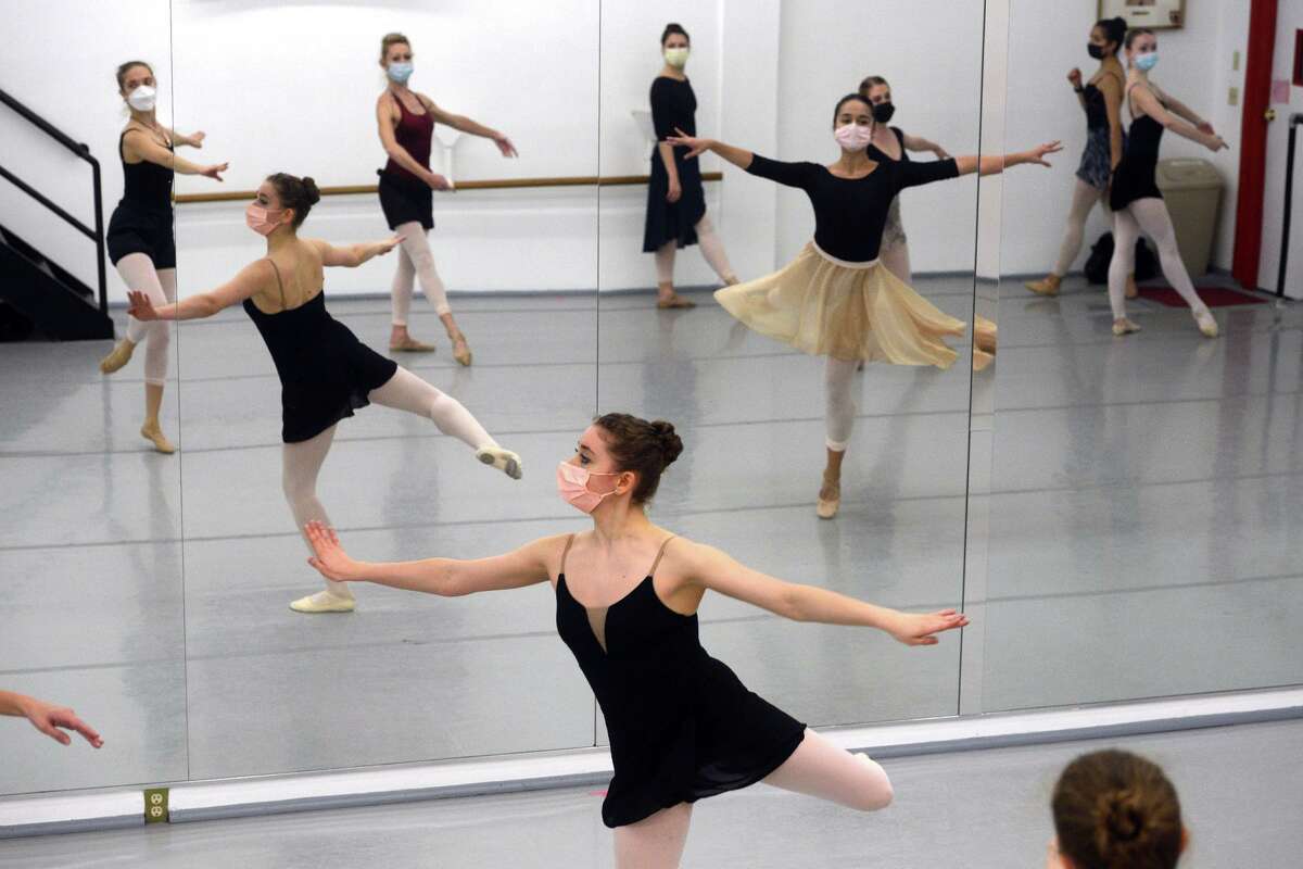Members of Connecticut Ballet rehearse at the Ballet Center, in Stamford, Conn. Dec. 3, 2021. Connecticut Ballet will perform the Nutcracker at the Stamford Palace Theatre on Dec. 18th and 19th.