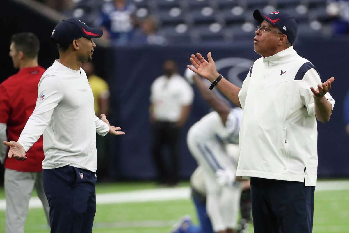 Houston Texans head coach David Culley during the first half of an NFL football game Sunday, Dec. 5, 2021 in Houston.