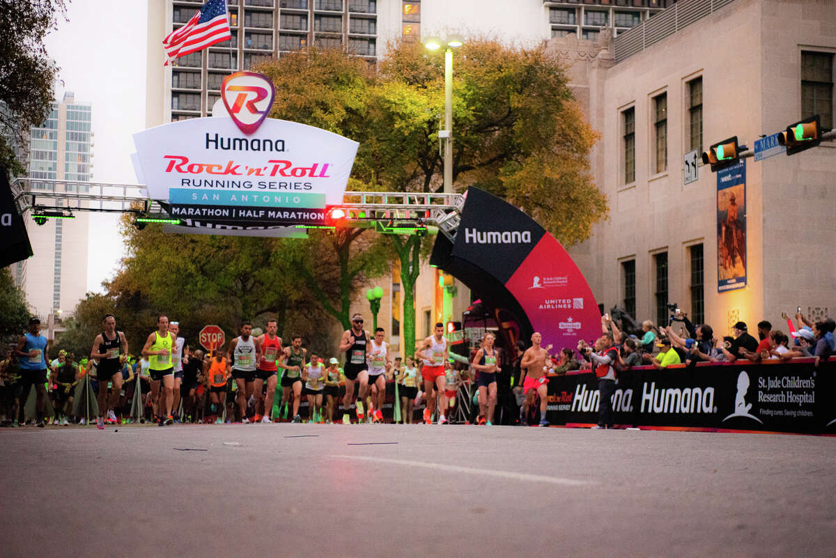 Scenes from 2021 Rock N' Roll Marathon. The event, which hosts thousands of runners through the streets of San Antonio, was cancelled in 2020 due to the pandemic.