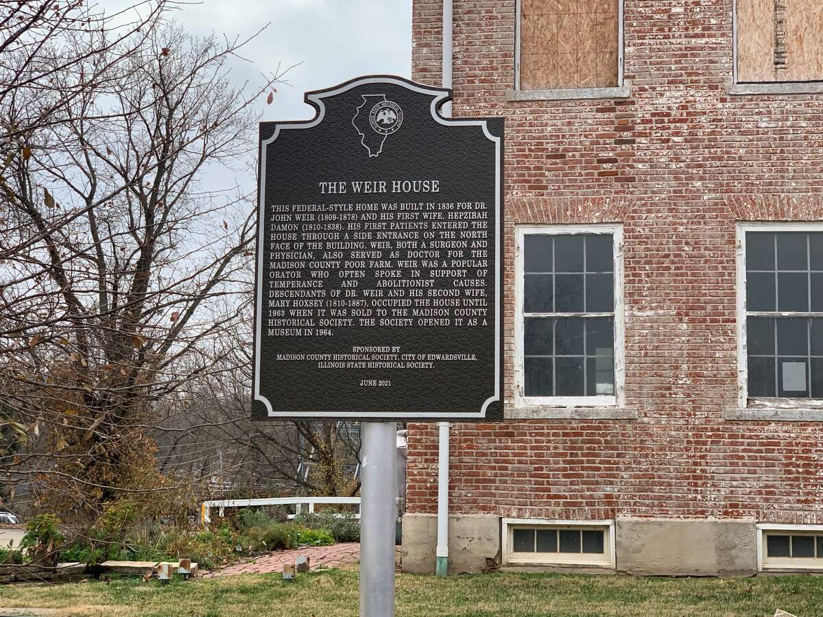 The historical marker to honor Dr. John Weir. The marker is in front of the Madison County Historical Museum and Archival Library and was shown to the public on Sunday. 