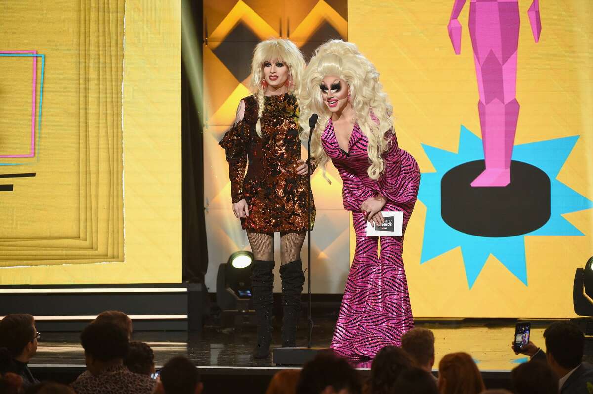 BEVERLY HILLS, CA - OCTOBER 22: Katya (L) and Trixie Mattel speak onstage during The 8th Annual Streamy Awards at The Beverly Hilton Hotel on October 22, 2018 in Beverly Hills, California. (Photo by Kevin Winter/Getty Images for Streamy Awards)