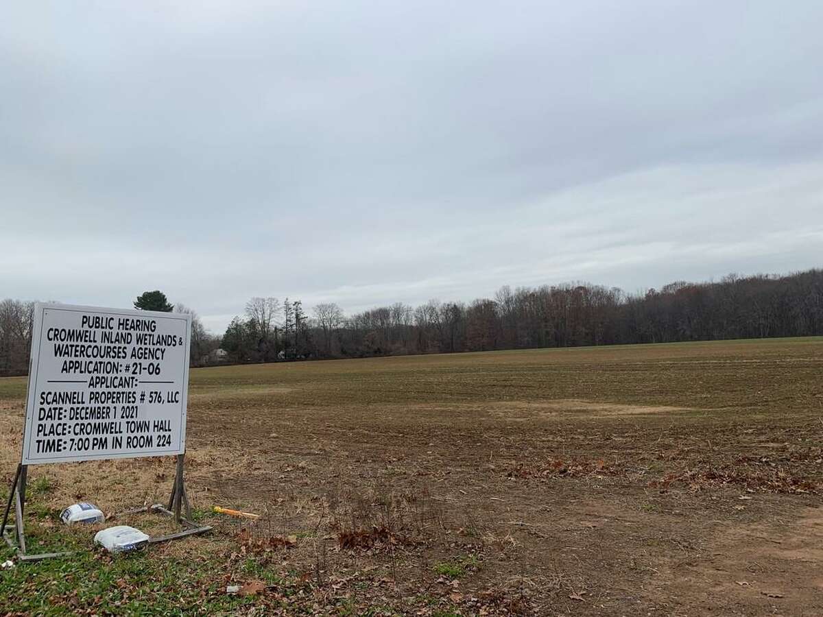 This plot of land east of Shunpike Road, north of Geer Street, and south of the Rocky Hill line is the area for a proposed development from Scannell Properties that is facing opposition from residents.