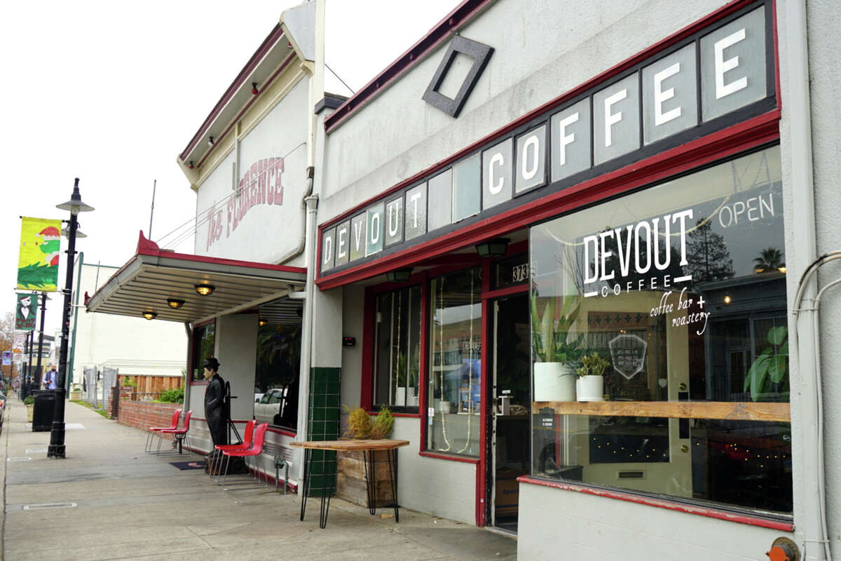Devout Coffee is at 37323 Niles Blvd. in Fremont. Next door to Devout is Florence Bar, where a Charlie Chaplin statue greets guests at the door. 