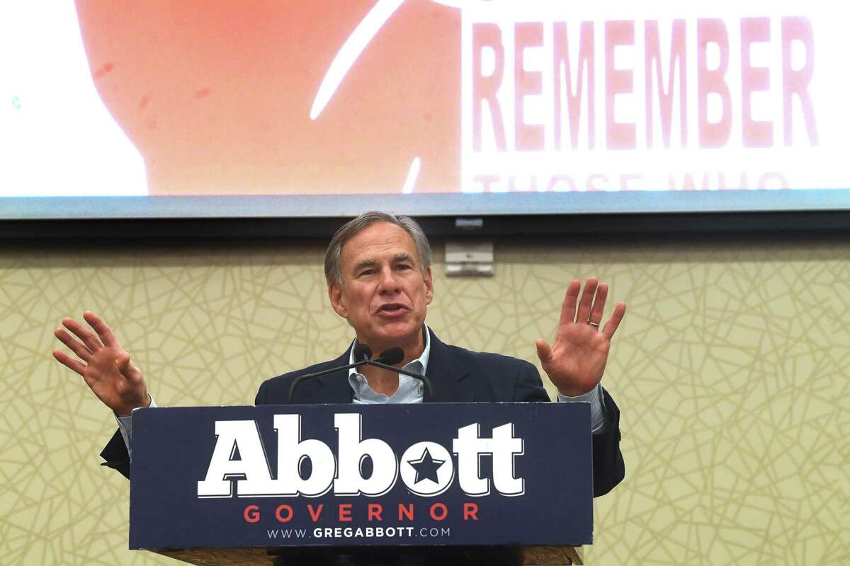 Governor Greg Abbott addresses the crowd that packed the ballroom at the MCM Elegante Hotel Monday for the Golden Triangle Republican Women's luncheon. Photo made Monday, December 6, 2021 Kim Brent/The Enterprise