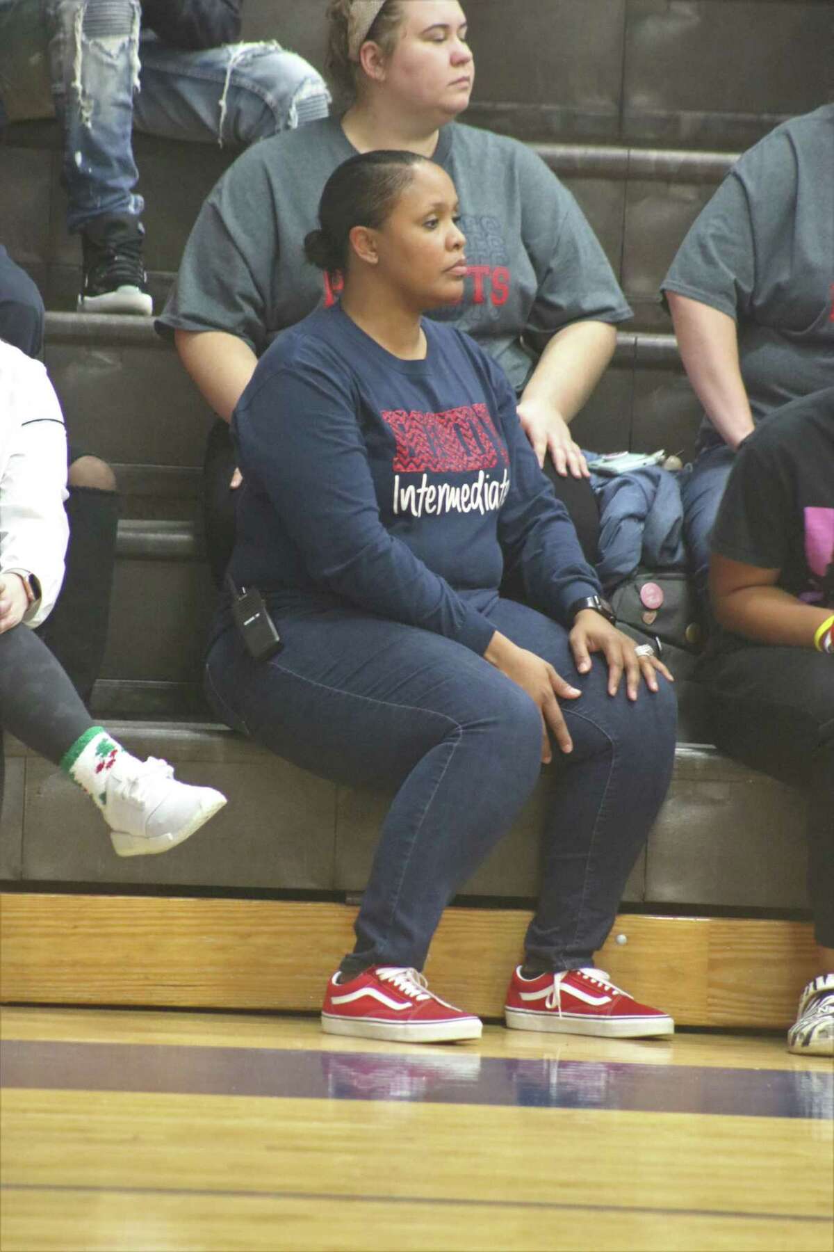 Bondy Intermediate School Principal Roneka Lee watches a Patriots team compete in this past weekend's return of the San Jacinto Invitational.