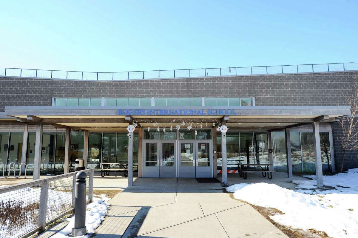 A file photo of Rogers International School at 202 Blachley Road in Stamford, Conn. School administrators called police to the school on Tuesday, Dec. 8, 2021, after a student brought a “suspicious object” to school.