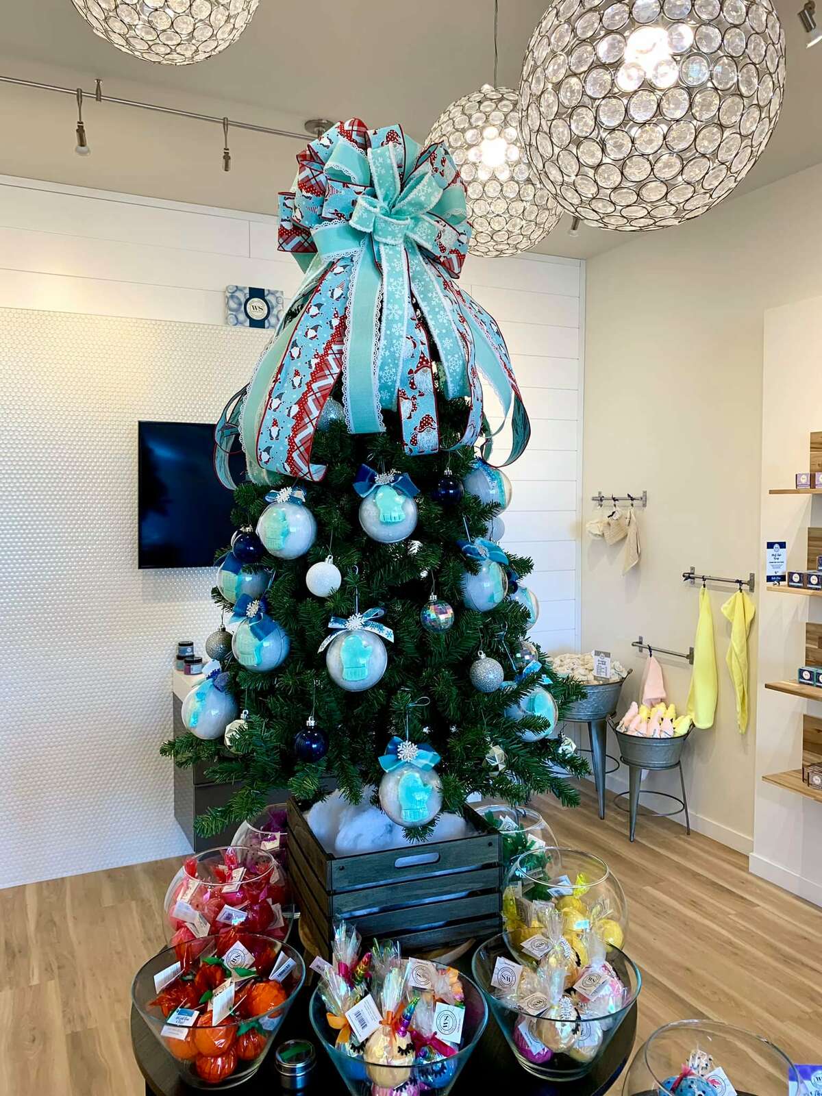 Water Sweets Soap Company is selling ornaments filled with bubble bath for the holidays. 