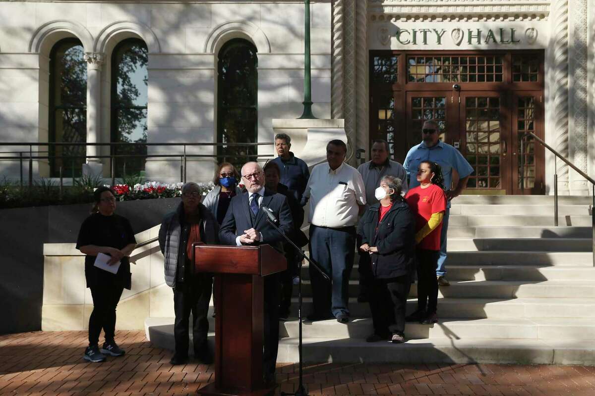 Peter Stanton, an attorney representing the Lim family, speaks with media in front of City Hall.