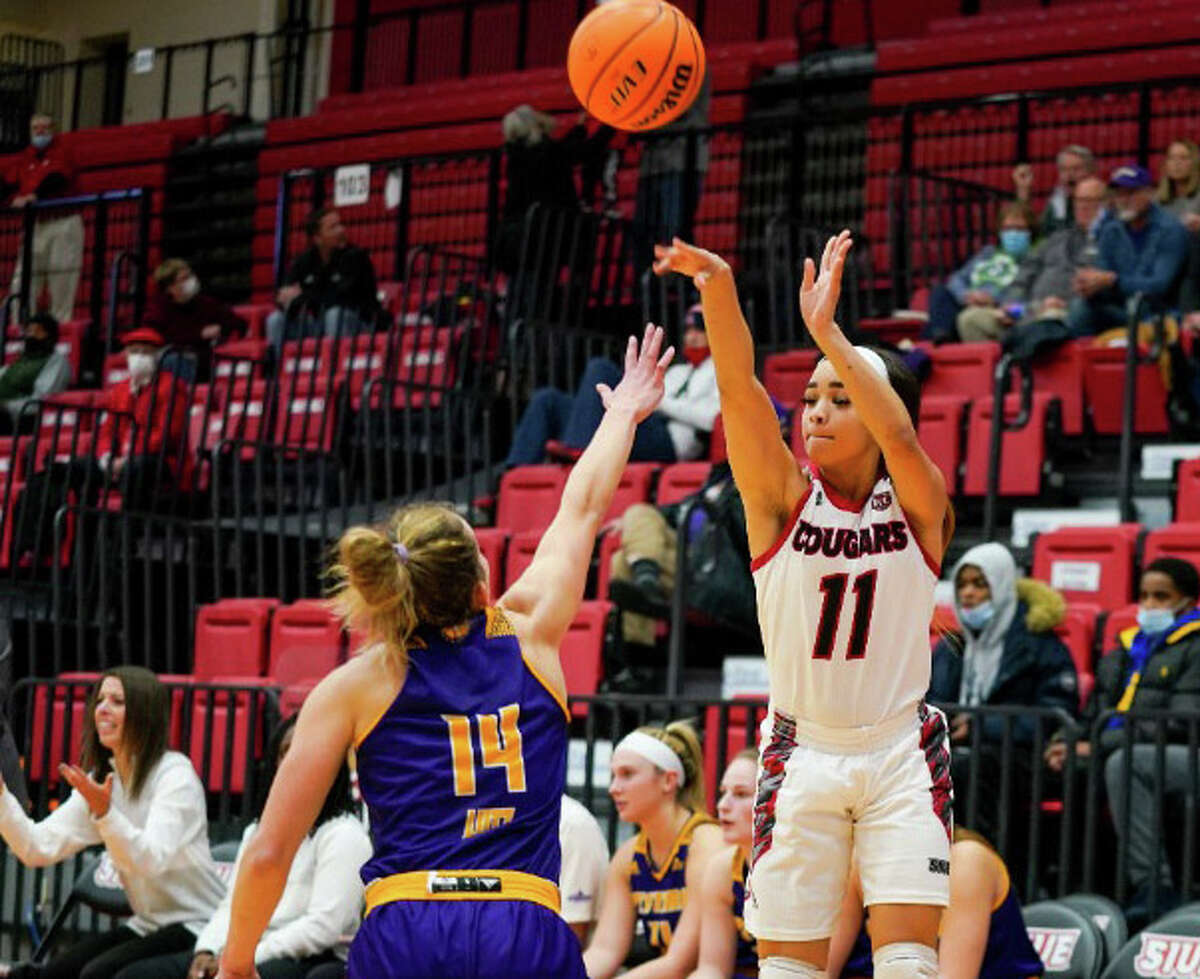 SIUE's Mikia Keith puts up a 3-pointer during the second half of Tuesday's game against Western Illinois inside First Community Arena.