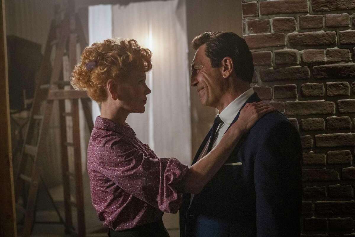 Nicole Kidman (left) stars as Lucille Ball and Javier Bardem as Desi Arnaz in a scene from "Being the Ricardos."