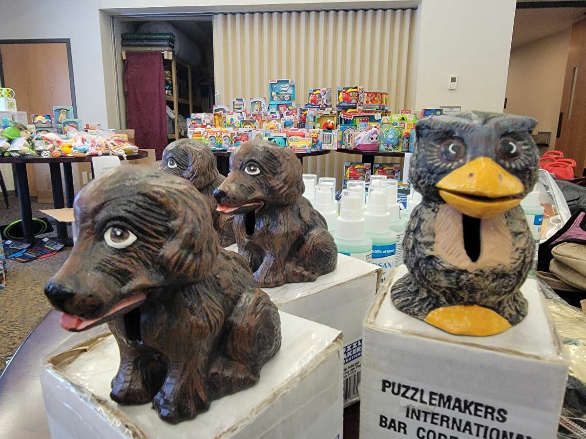 Novelty banks are one of the many gifts available at the Benzie County Toys for Tots Holiday Store. 