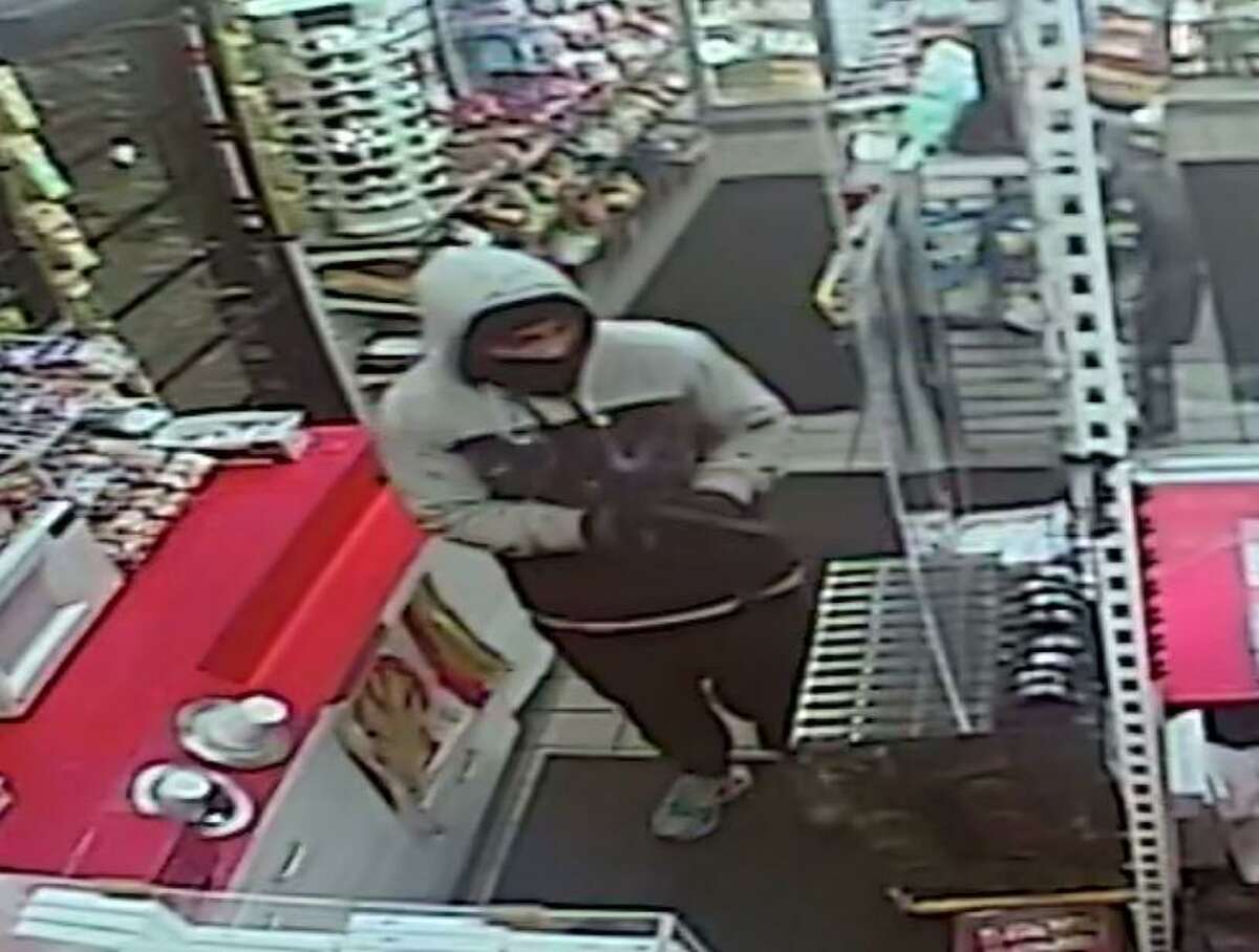 Police are seeking an individual they say robbed a gas station in Glastonbury, Conn., at gunpoint Thursday, Dec. 9, 2021.