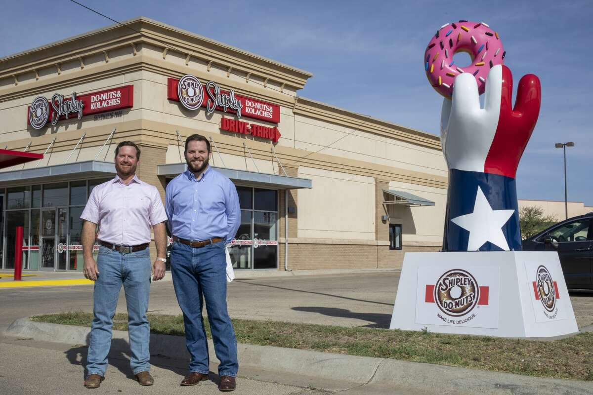 Shipley Do-Nuts owners Paul Anderson, left, and Spencer Robnett, right, prepare to open Midland's first store as seen Tuesday, April 6, 2021 at 5210 W. Wadley Ave. 