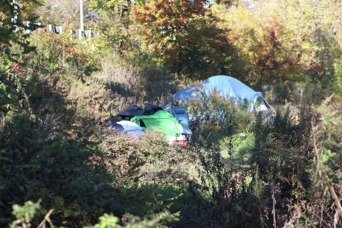 City officials in Middletown are trying to clear an encampment in the north end of Harbor Park, seen here on Nov. 5, 2021, calling the location unsafe.