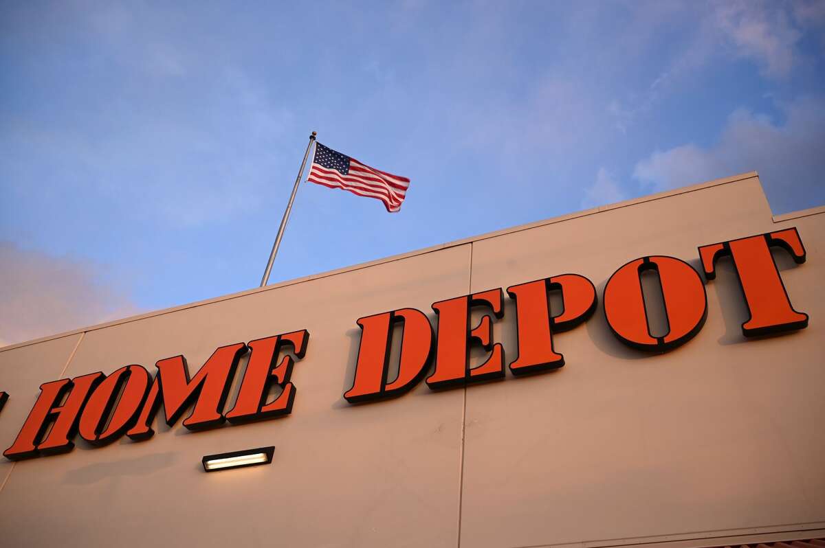 The exterior of a Home Depot. 